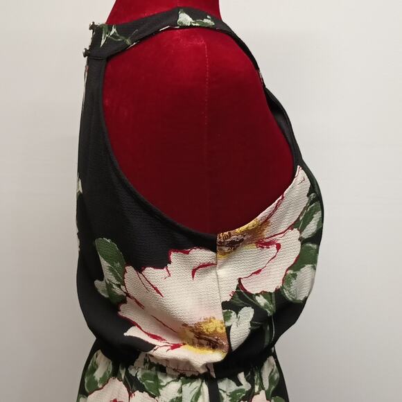 women's floral black halter sleeveless long skirt Rompers/ jumpsuit size M EUC - Picture 8 of 15